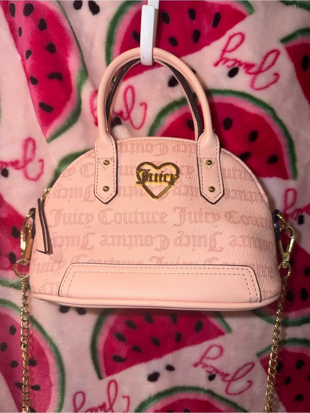 🩷 Juicy Couture Dome Handbag with Gold Heart Logo